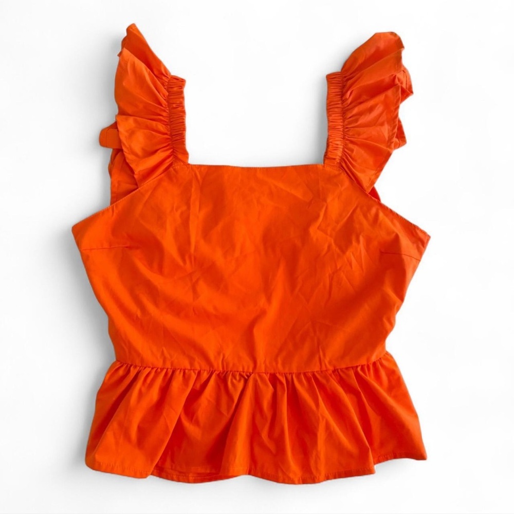 Iky & Me orange bow / tie back sleeveless top with ruffle detail